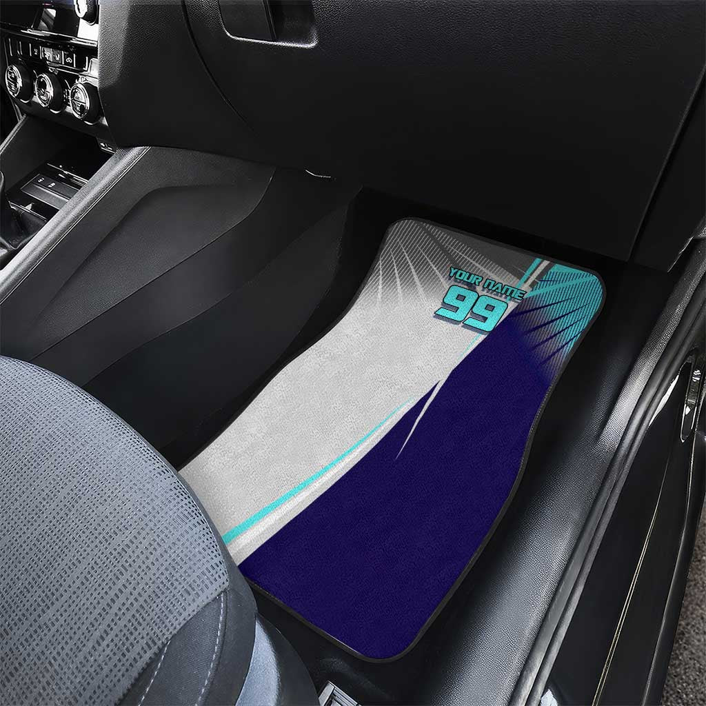 Personalized Nanami Kento Jujutsu Kaisen Car Mats with Teal Highlights and Dynamic Kick Pose