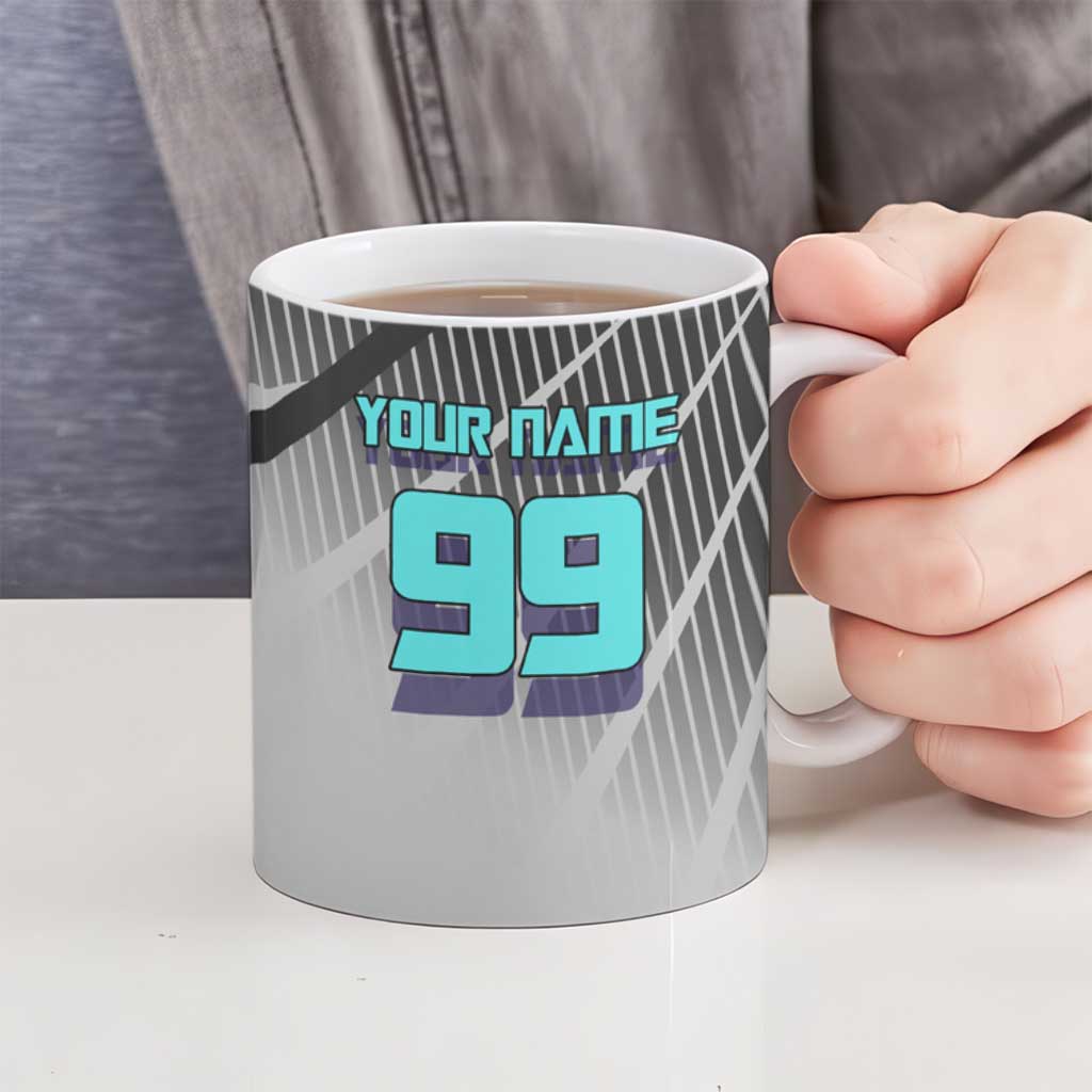 Personalized Nanami Kento Jujutsu Kaisen Ceramic Mug with Teal Highlights and Dynamic Kick Pose