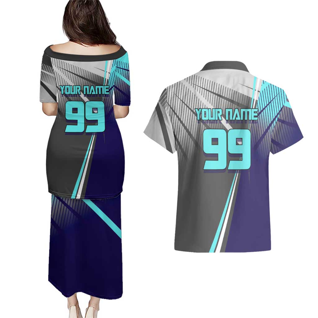 Personalized Nanami Kento Jujutsu Kaisen Couples Matching Puletasi and Hawaiian Shirt with Teal Highlights and Dynamic Kick Pose