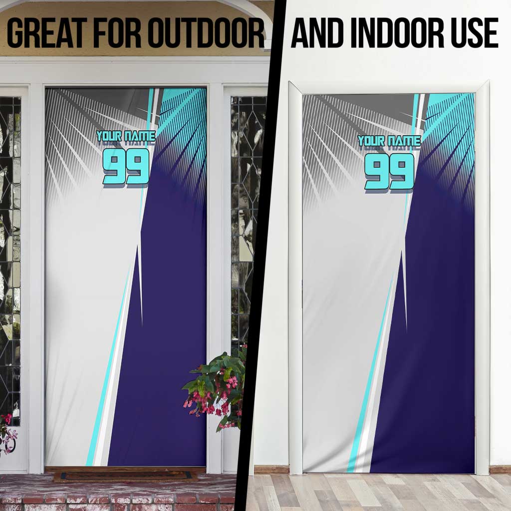 Personalized Nanami Kento Jujutsu Kaisen Door Cover with Teal Highlights and Dynamic Kick Pose