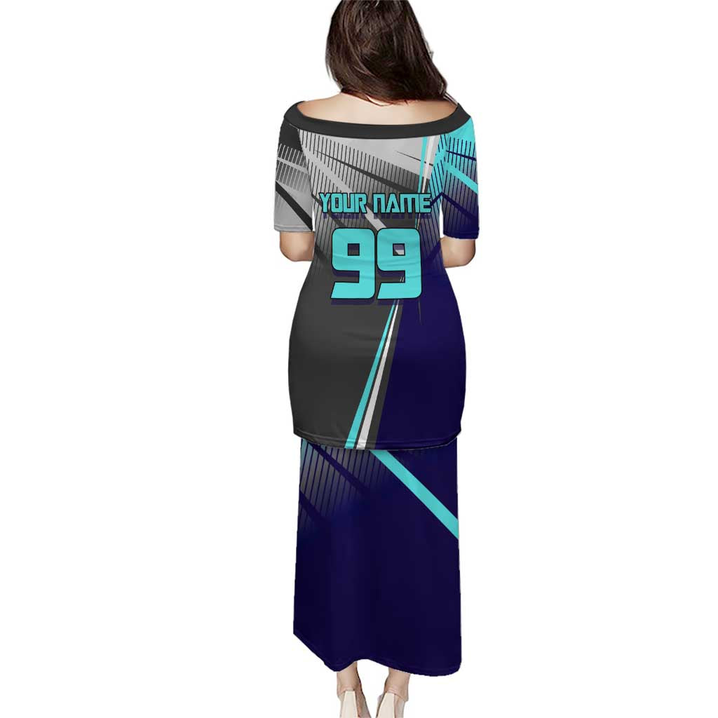Personalized Nanami Kento Jujutsu Kaisen Family Matching Puletasi and Hawaiian Shirt with Teal Highlights and Dynamic Kick Pose