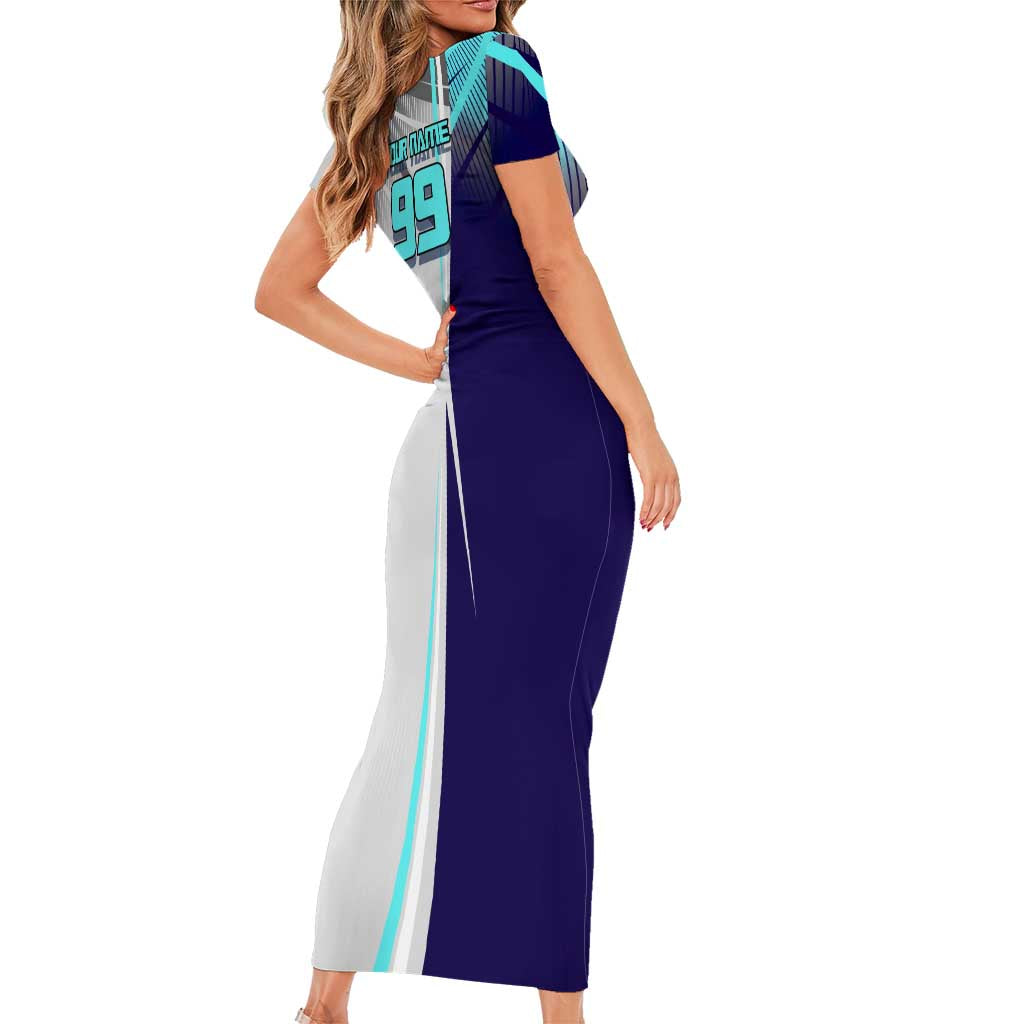 Personalized Nanami Kento Jujutsu Kaisen Family Matching Short Sleeve Bodycon Dress and Hawaiian Shirt with Teal Highlights and Dynamic Kick Pose