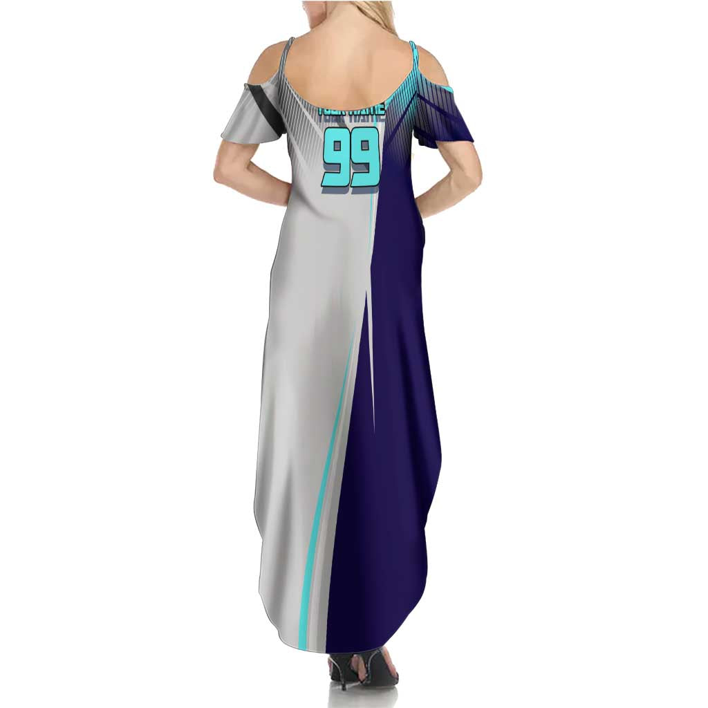 Personalized Nanami Kento Jujutsu Kaisen Family Matching Summer Maxi Dress and Hawaiian Shirt with Teal Highlights and Dynamic Kick Pose