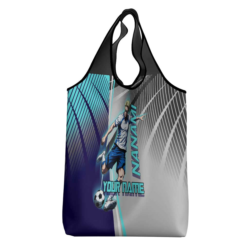 Personalized Nanami Kento Jujutsu Kaisen Grocery Bag with Teal Highlights and Dynamic Kick Pose