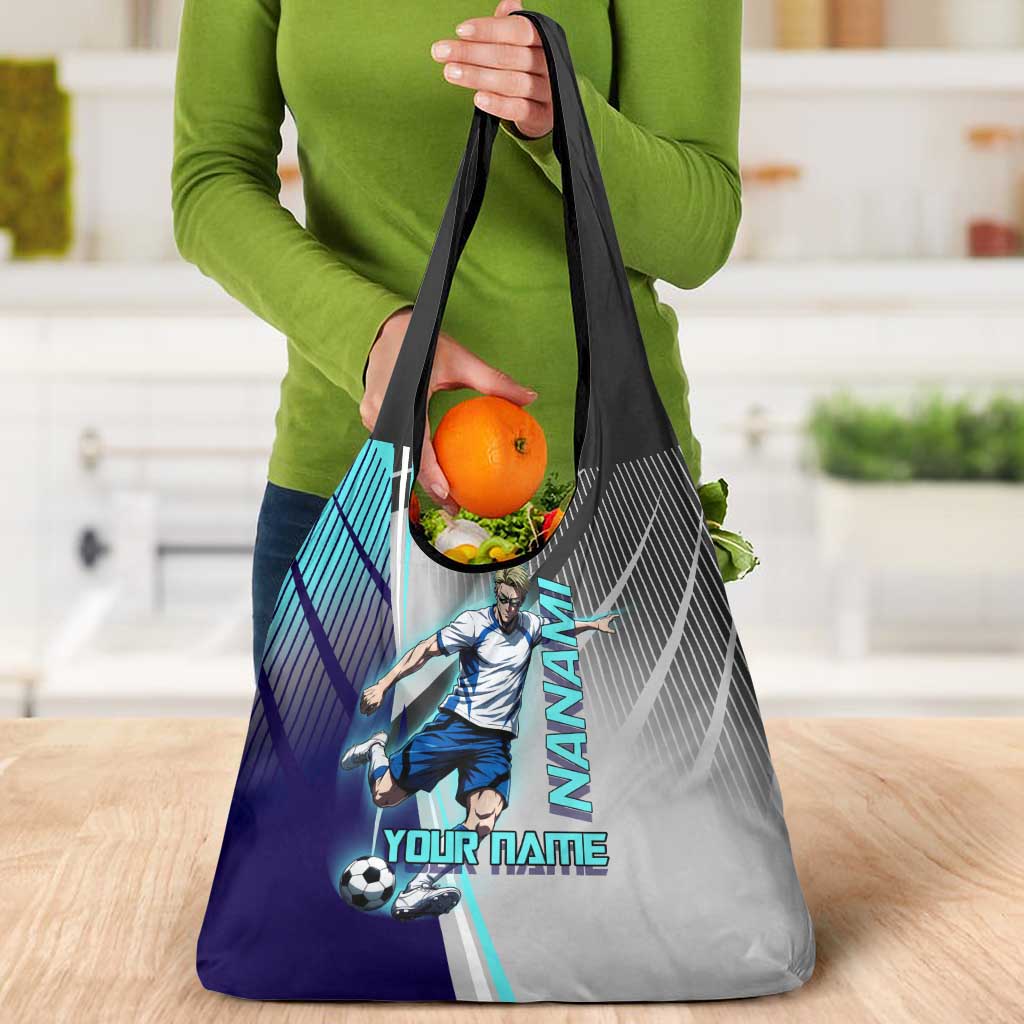 Personalized Nanami Kento Jujutsu Kaisen Grocery Bag with Teal Highlights and Dynamic Kick Pose