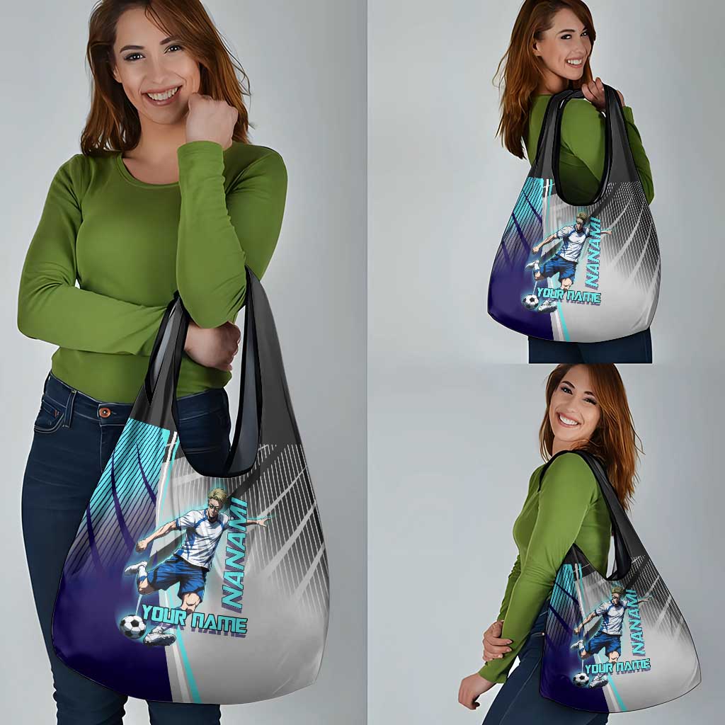 Personalized Nanami Kento Jujutsu Kaisen Grocery Bag with Teal Highlights and Dynamic Kick Pose