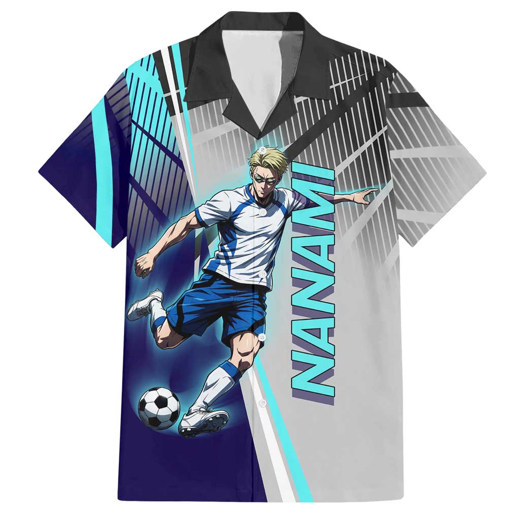 Personalized Nanami Kento Jujutsu Kaisen Hawaiian Shirt with Teal Highlights and Dynamic Kick Pose