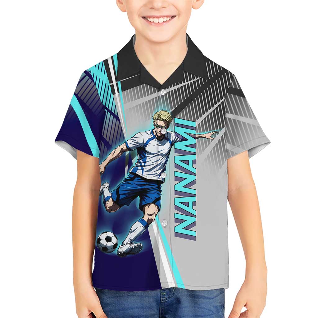 Personalized Nanami Kento Jujutsu Kaisen Hawaiian Shirt with Teal Highlights and Dynamic Kick Pose