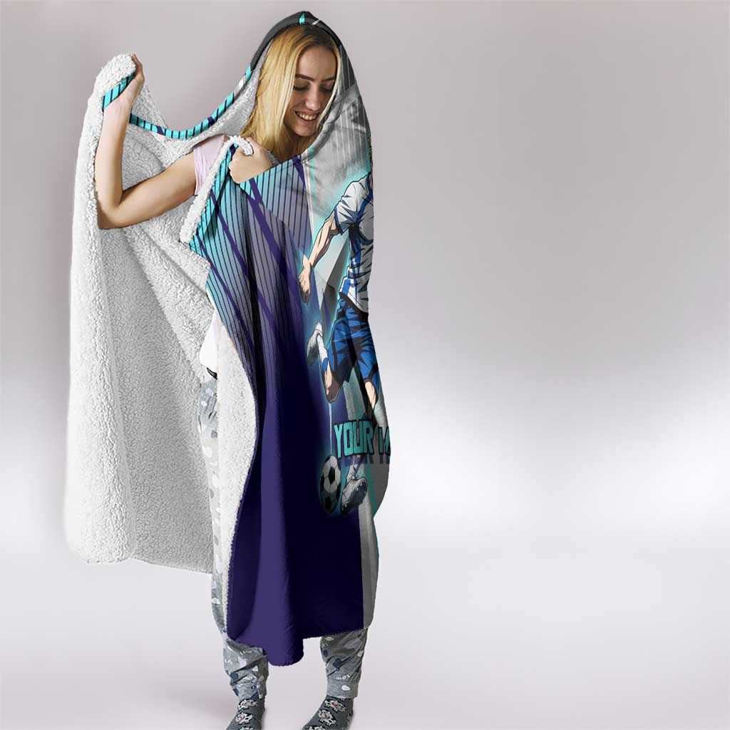 Personalized Nanami Kento Jujutsu Kaisen Hooded Blanket with Teal Highlights and Dynamic Kick Pose