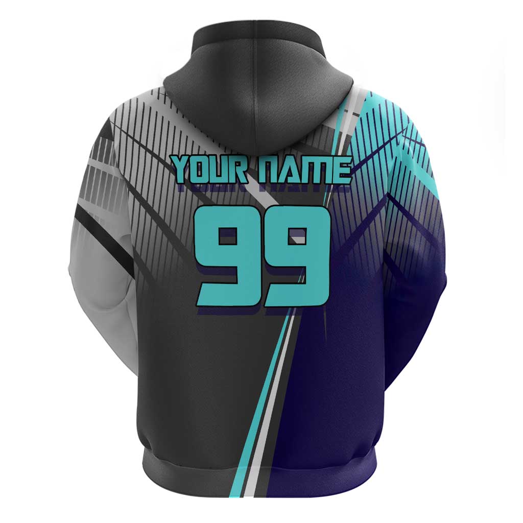 Personalized Nanami Kento Jujutsu Kaisen Hoodie with Teal Highlights and Dynamic Kick Pose