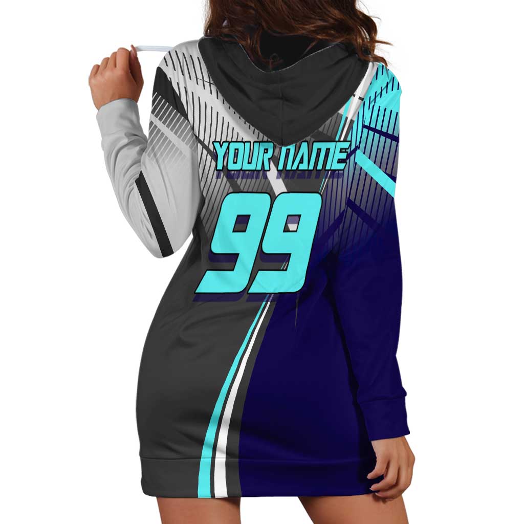 Personalized Nanami Kento Jujutsu Kaisen Hoodie Dress with Teal Highlights and Dynamic Kick Pose