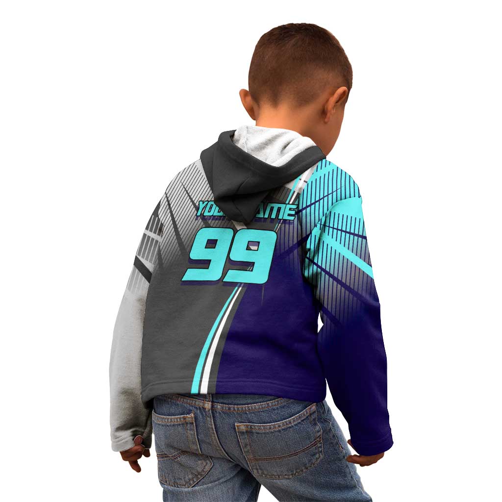Personalized Nanami Kento Jujutsu Kaisen Kid Hoodie with Teal Highlights and Dynamic Kick Pose