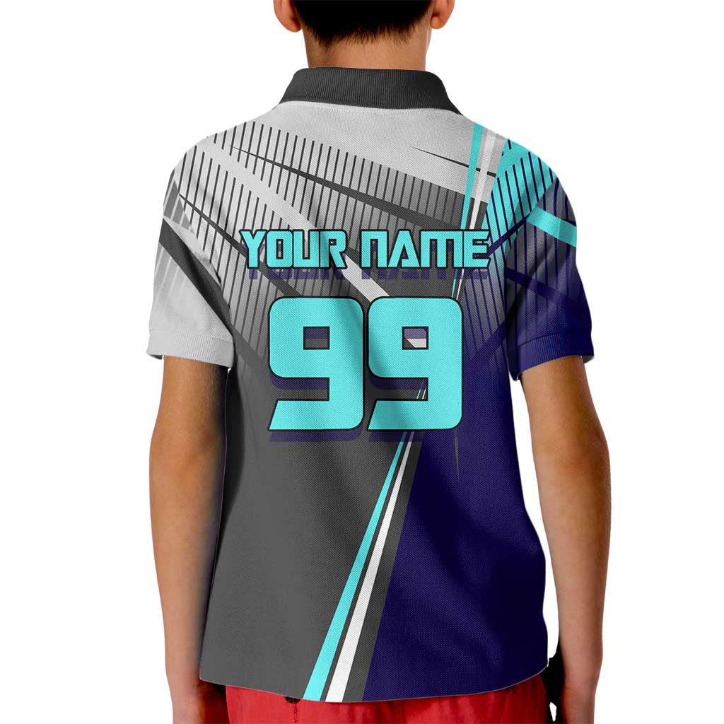 Personalized Nanami Kento Jujutsu Kaisen Kid Polo Shirt with Teal Highlights and Dynamic Kick Pose