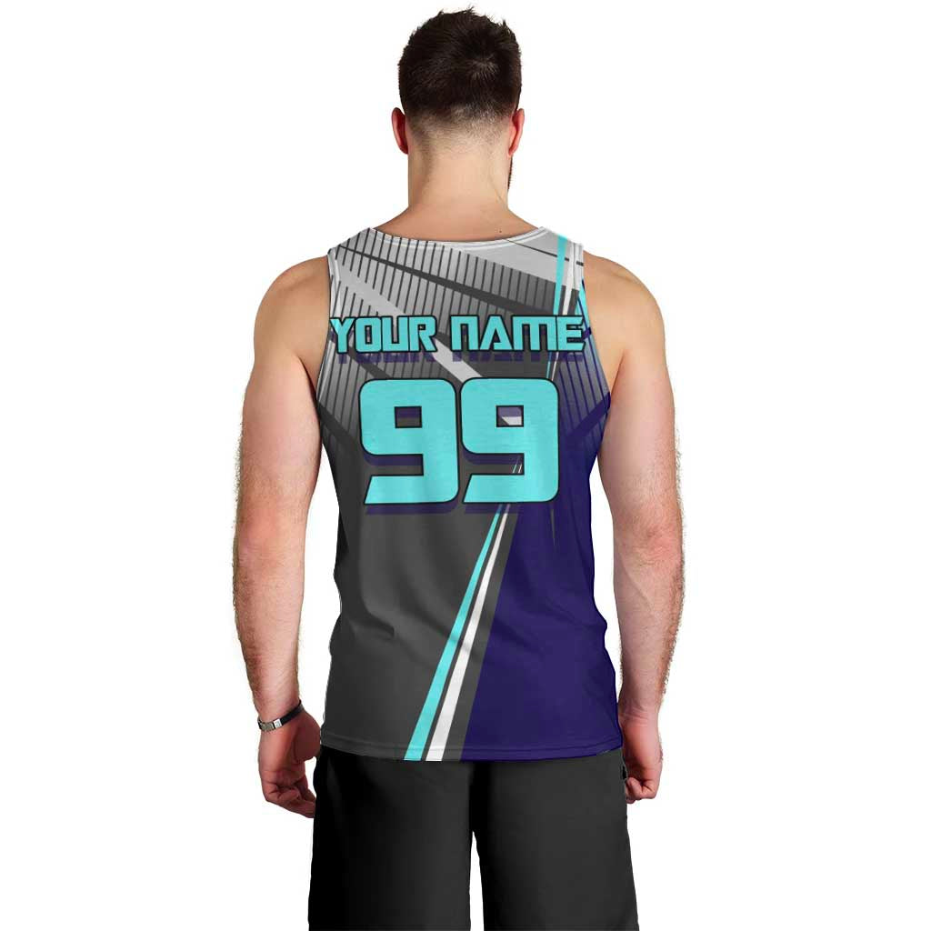 Personalized Nanami Kento Jujutsu Kaisen Men Tank Top with Teal Highlights and Dynamic Kick Pose