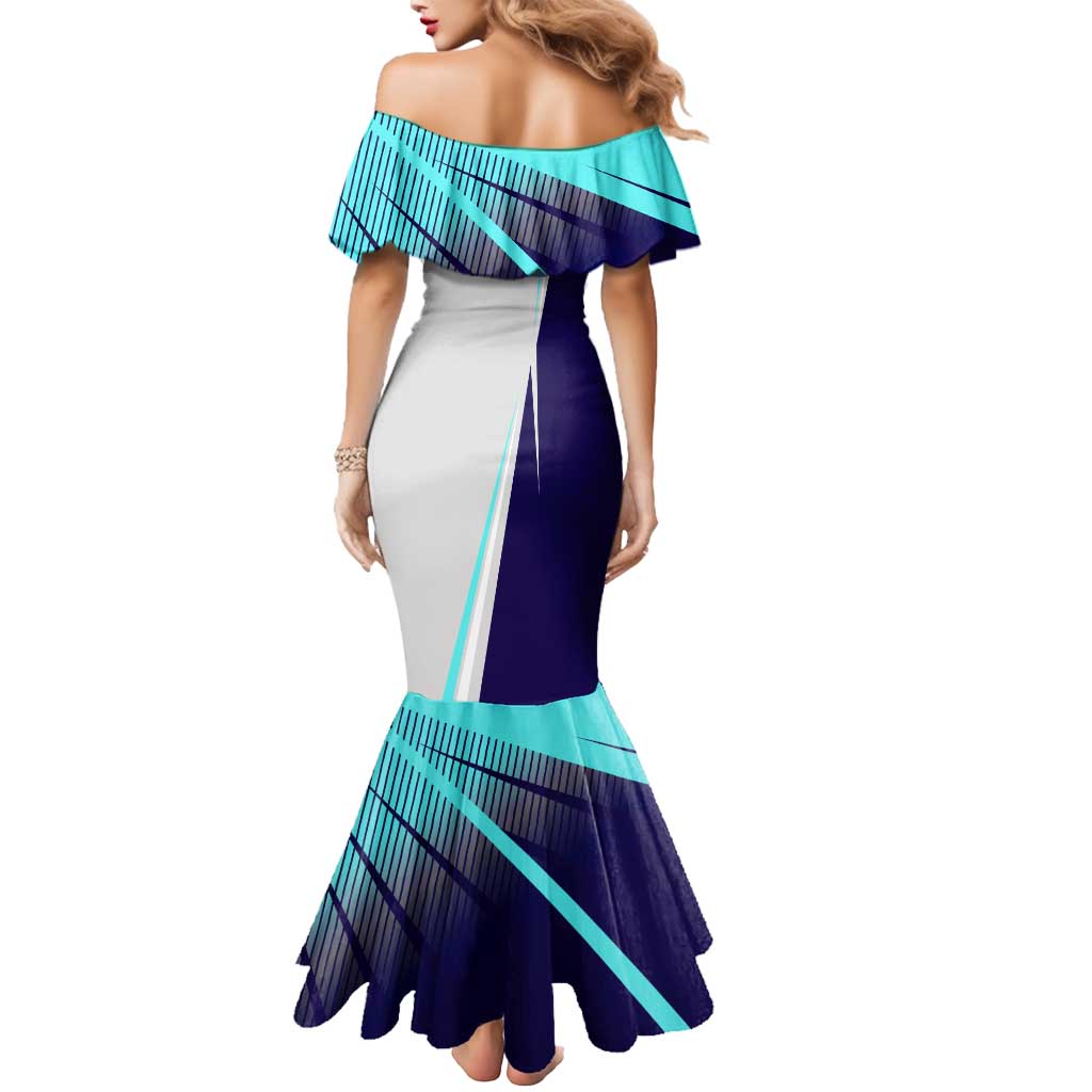 Personalized Nanami Kento Jujutsu Kaisen Mermaid Dress with Teal Highlights and Dynamic Kick Pose