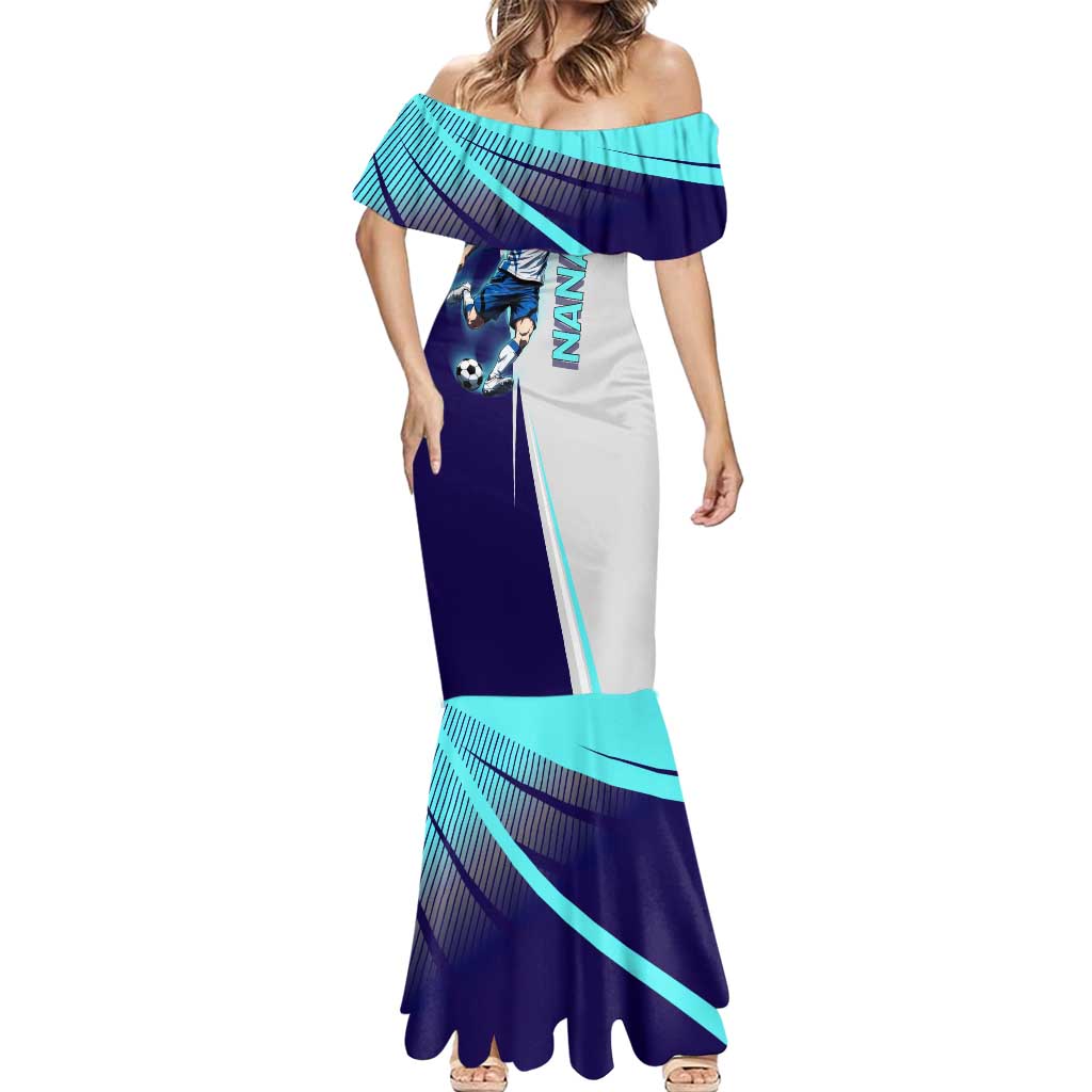 Personalized Nanami Kento Jujutsu Kaisen Mermaid Dress with Teal Highlights and Dynamic Kick Pose