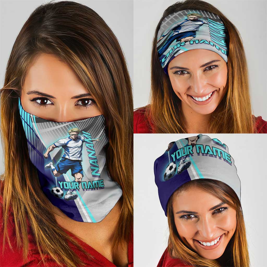 Personalized Nanami Kento Jujutsu Kaisen Neck Gaiter with Teal Highlights and Dynamic Kick Pose