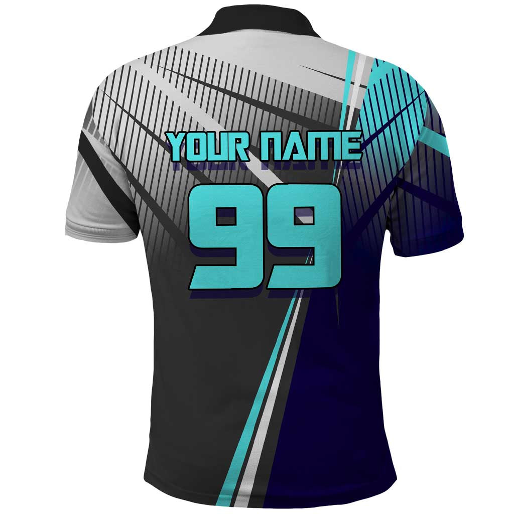 Personalized Nanami Kento Jujutsu Kaisen Polo Shirt with Teal Highlights and Dynamic Kick Pose