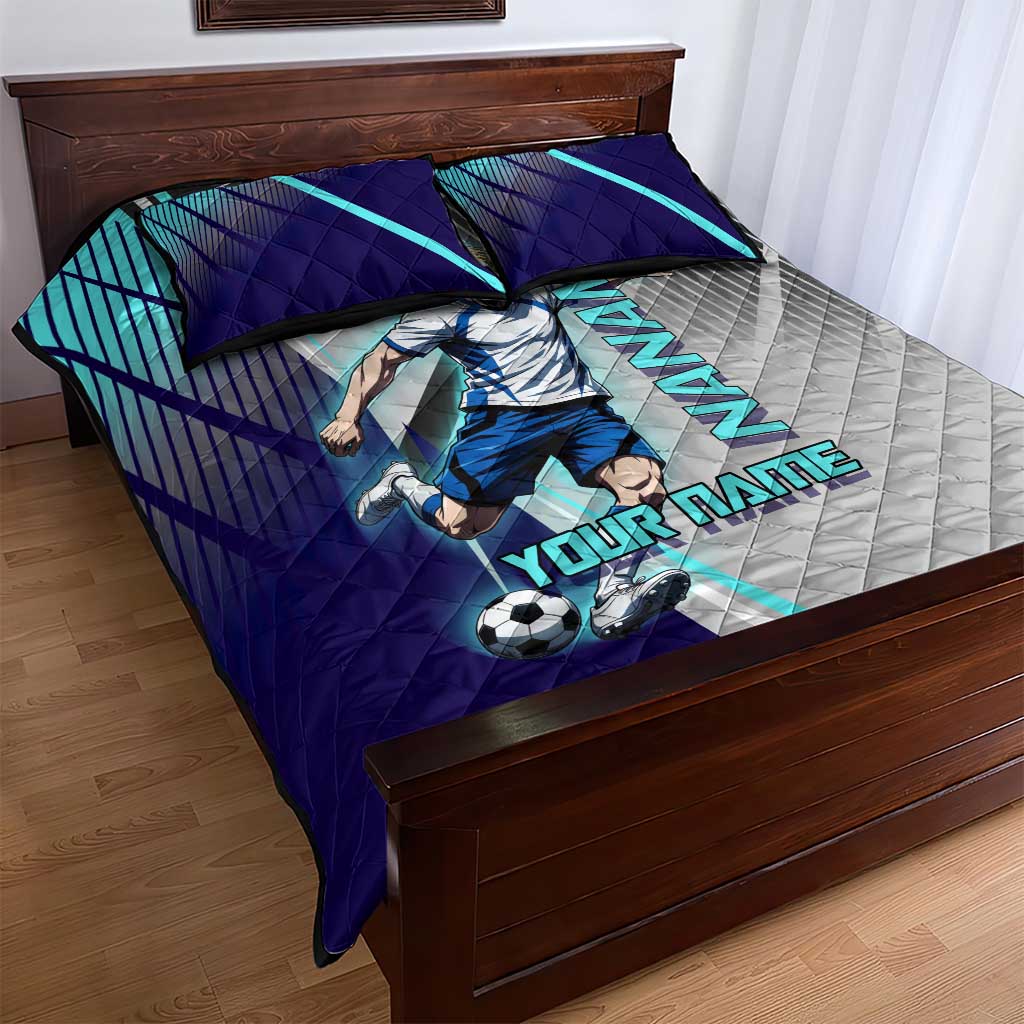 Personalized Nanami Kento Jujutsu Kaisen Quilt Bed Set with Teal Highlights and Dynamic Kick Pose