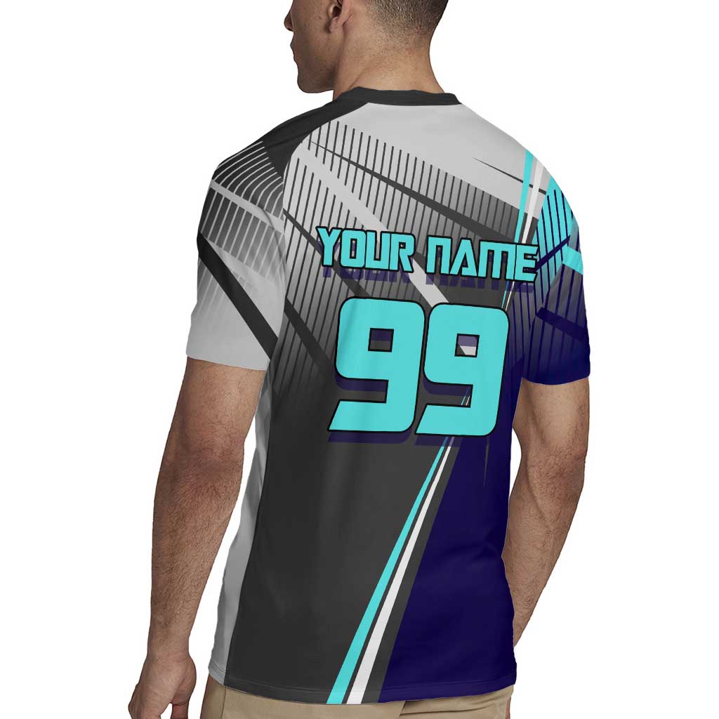 Personalized Nanami Kento Jujutsu Kaisen Rugby Jersey with Teal Highlights and Dynamic Kick Pose