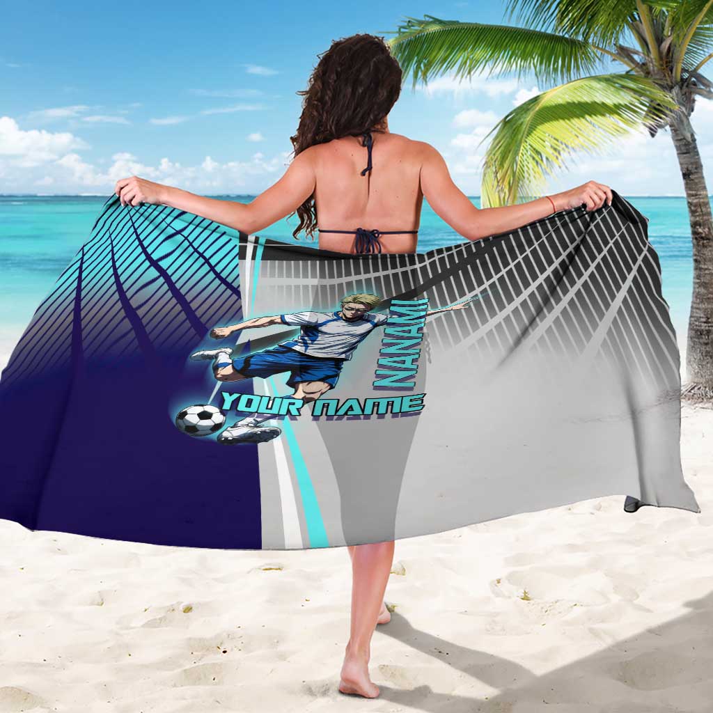 Personalized Nanami Kento Jujutsu Kaisen Sarong with Teal Highlights and Dynamic Kick Pose