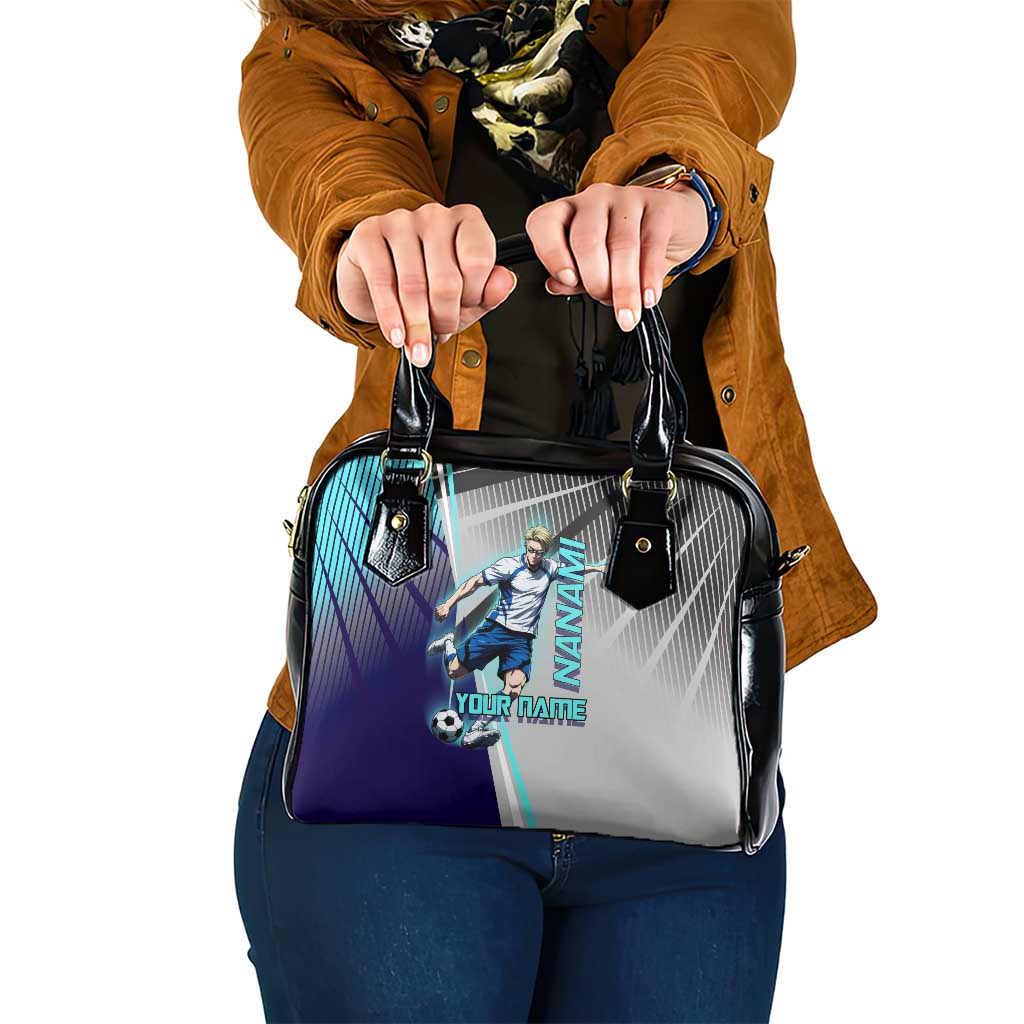 Personalized Nanami Kento Jujutsu Kaisen Shoulder Handbag with Teal Highlights and Dynamic Kick Pose