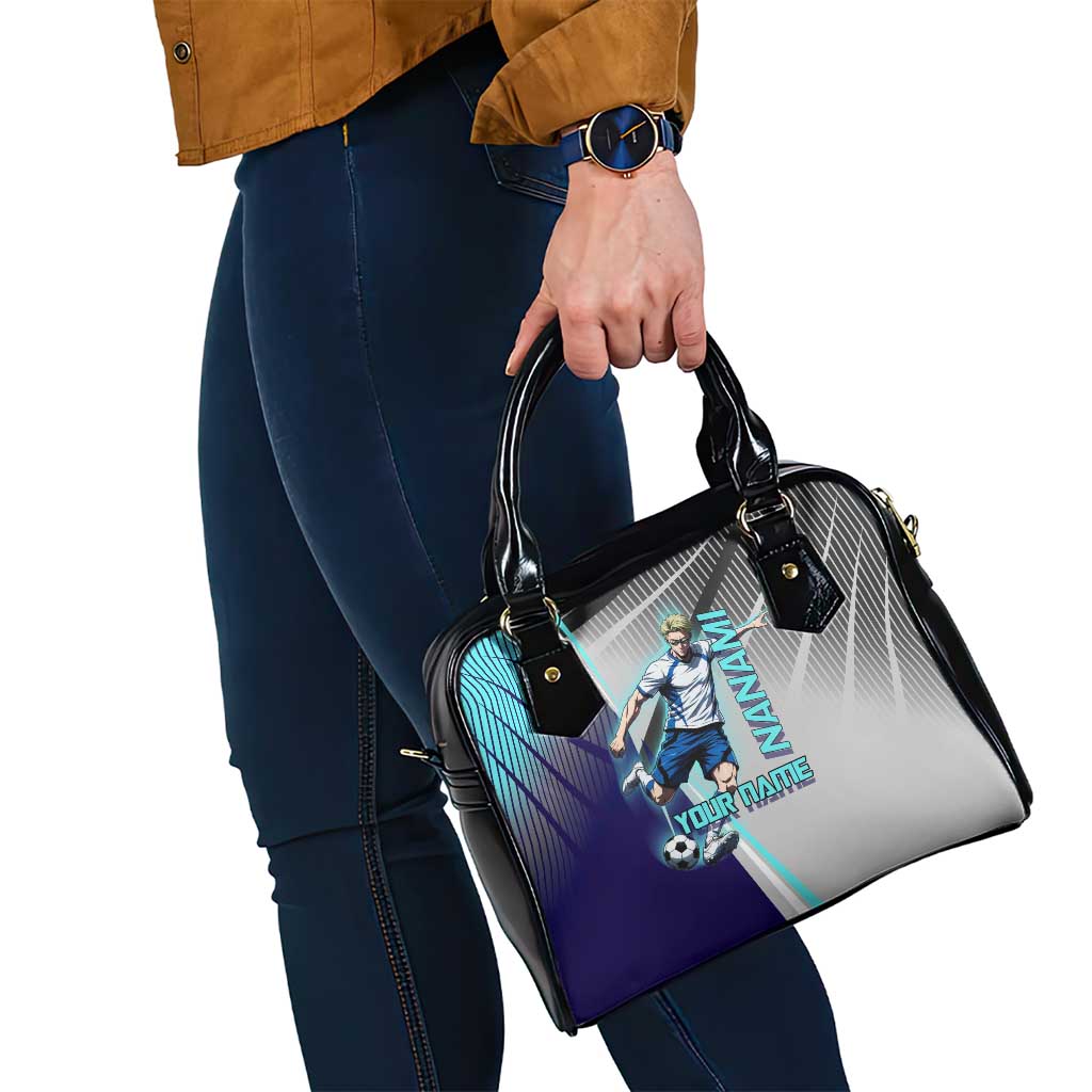 Personalized Nanami Kento Jujutsu Kaisen Shoulder Handbag with Teal Highlights and Dynamic Kick Pose
