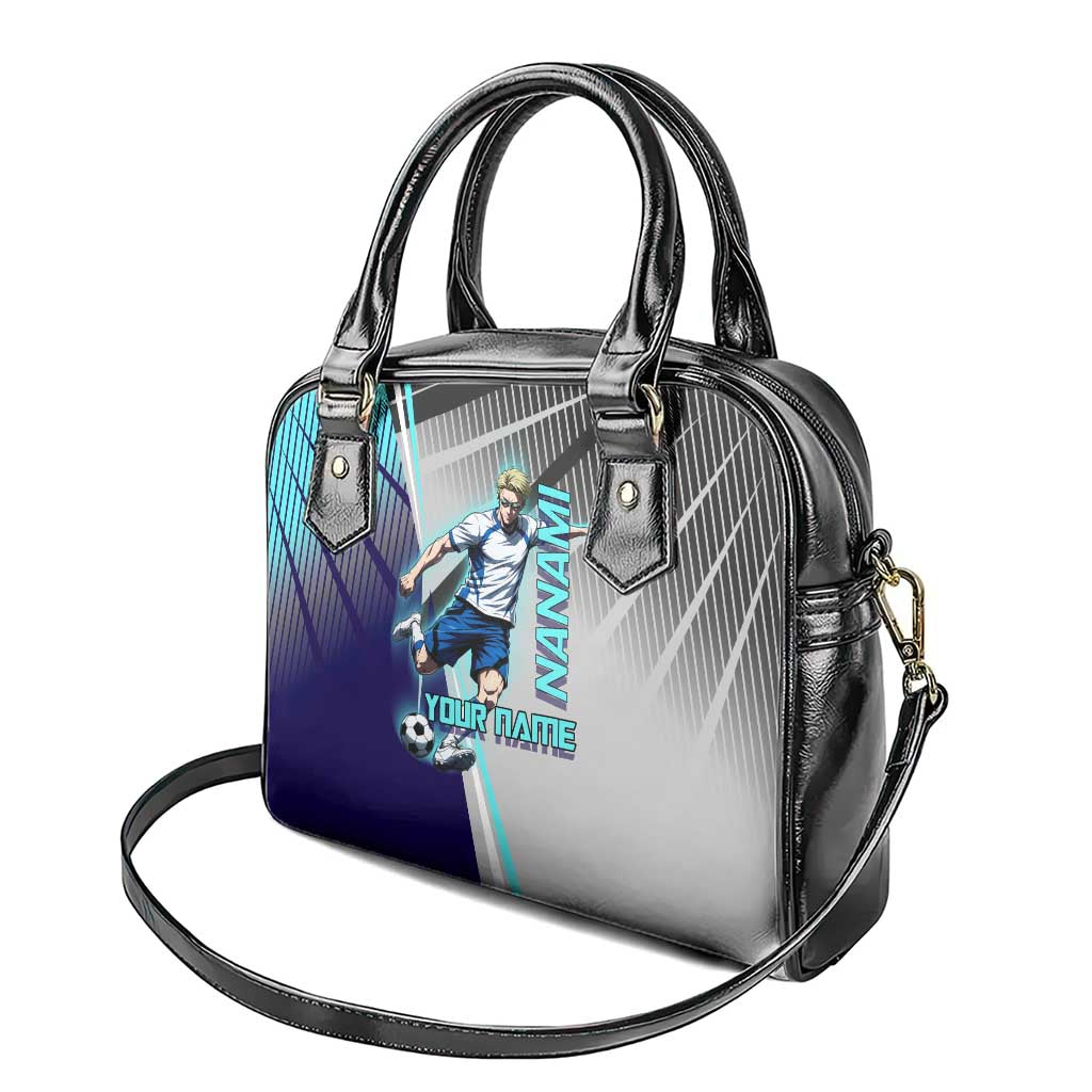 Personalized Nanami Kento Jujutsu Kaisen Shoulder Handbag with Teal Highlights and Dynamic Kick Pose