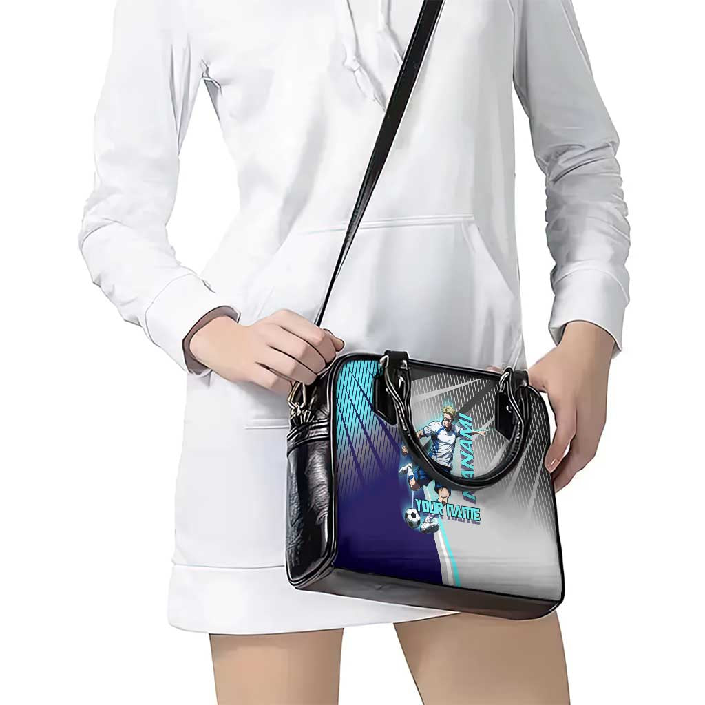 Personalized Nanami Kento Jujutsu Kaisen Shoulder Handbag with Teal Highlights and Dynamic Kick Pose