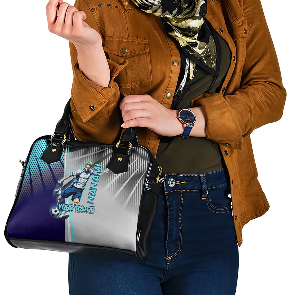 Personalized Nanami Kento Jujutsu Kaisen Shoulder Handbag with Teal Highlights and Dynamic Kick Pose