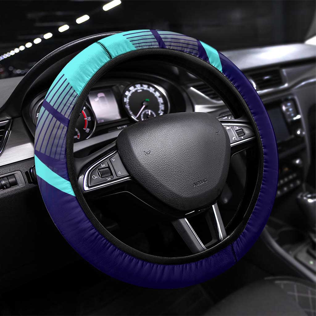 Nanami Kento Jujutsu Kaisen Steering Wheel Cover with Teal Highlights and Dynamic Kick Pose