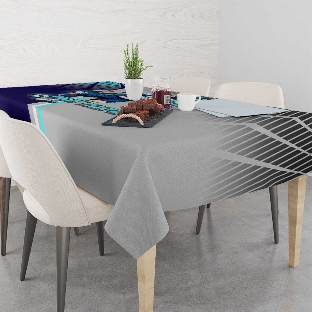 Personalized Nanami Kento Jujutsu Kaisen Tablecloth with Teal Highlights and Dynamic Kick Pose