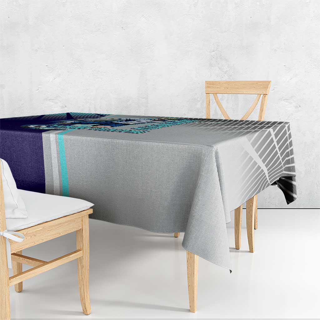 Personalized Nanami Kento Jujutsu Kaisen Tablecloth with Teal Highlights and Dynamic Kick Pose