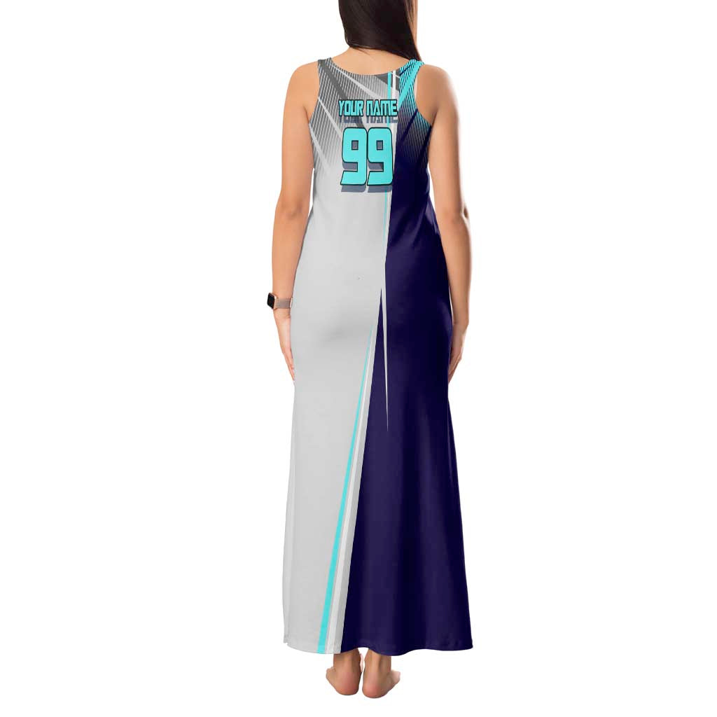 Personalized Nanami Kento Jujutsu Kaisen Tank Maxi Dress with Teal Highlights and Dynamic Kick Pose