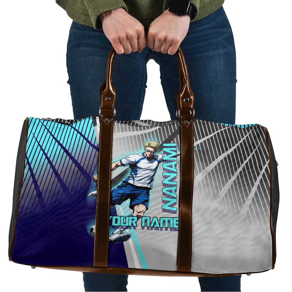 Personalized Nanami Kento Jujutsu Kaisen Travel Bag with Teal Highlights and Dynamic Kick Pose
