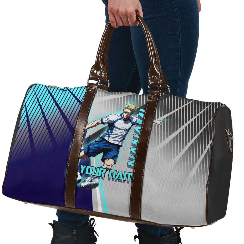 Personalized Nanami Kento Jujutsu Kaisen Travel Bag with Teal Highlights and Dynamic Kick Pose