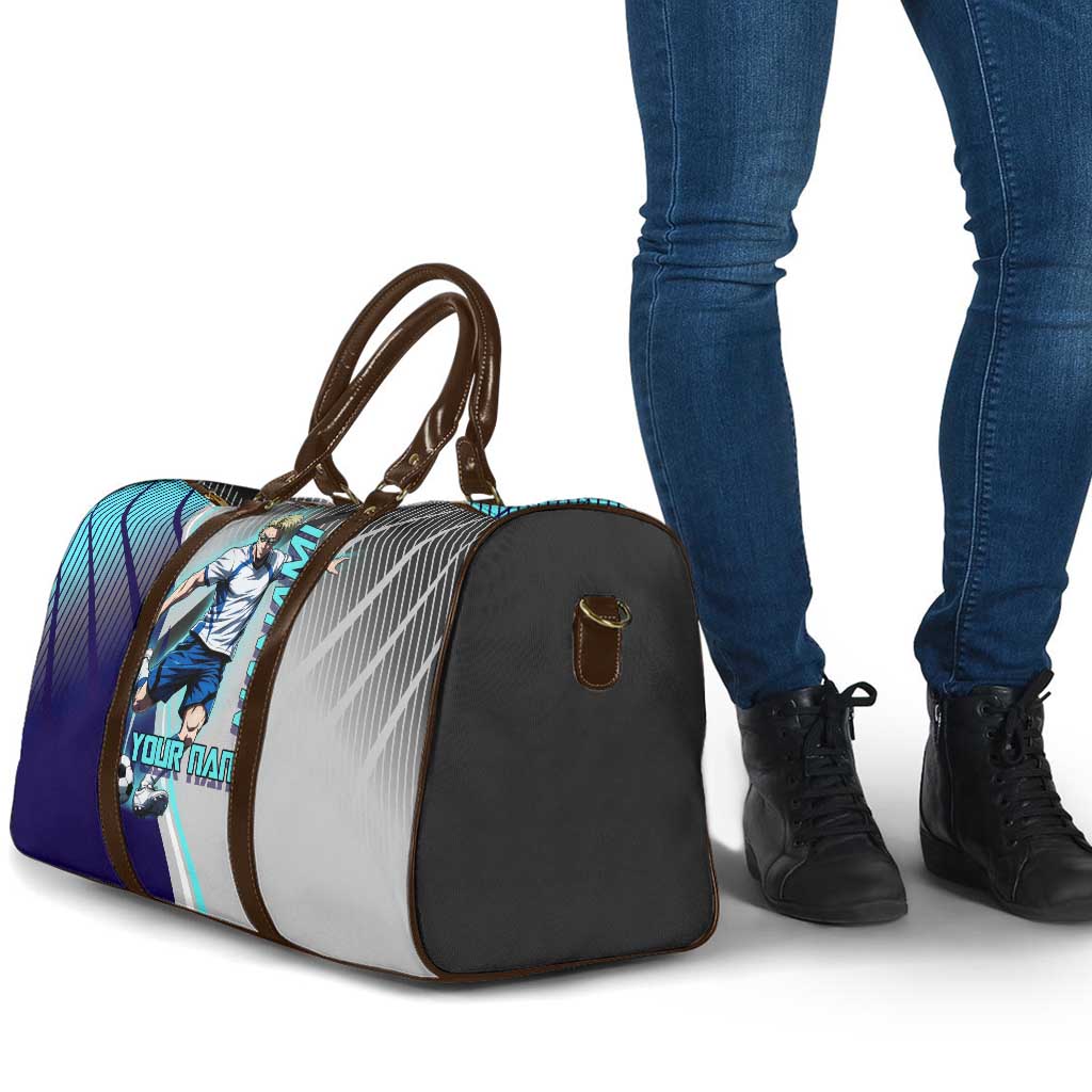 Personalized Nanami Kento Jujutsu Kaisen Travel Bag with Teal Highlights and Dynamic Kick Pose
