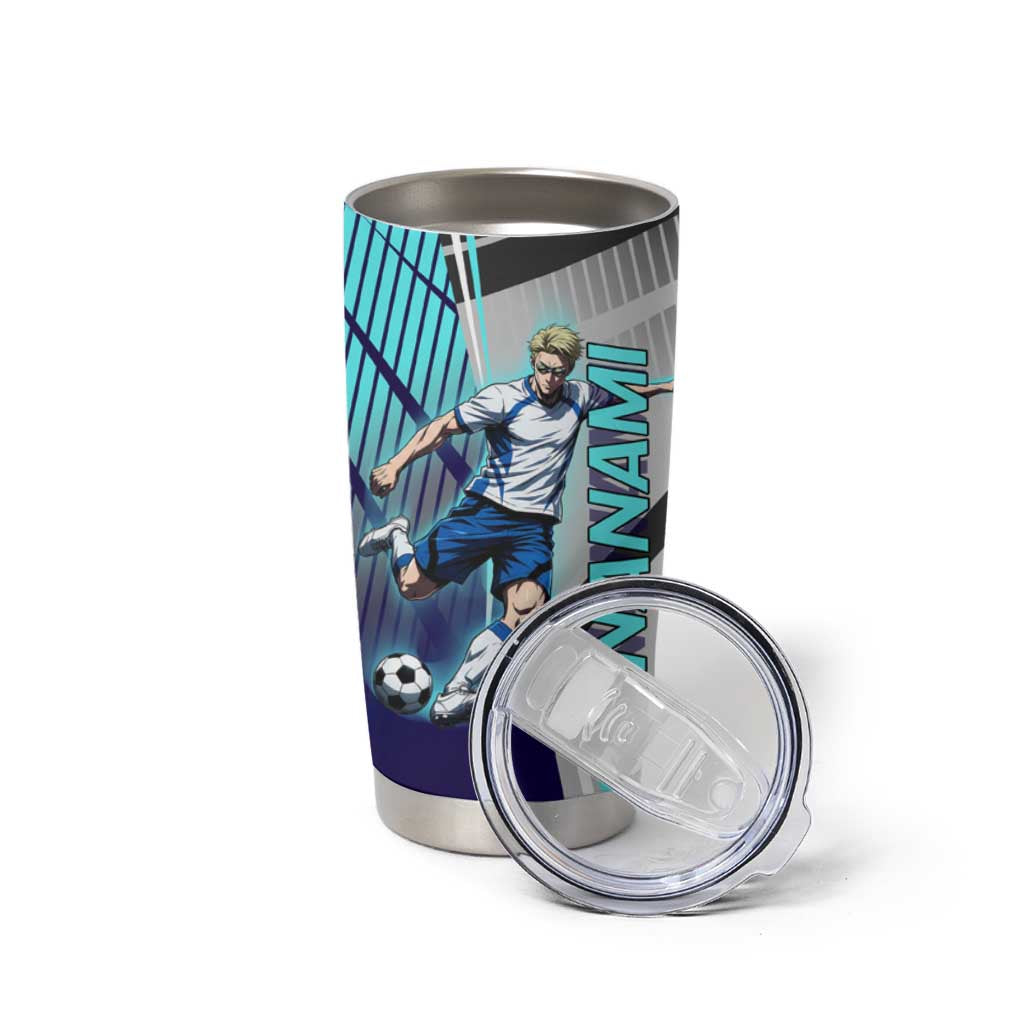 Personalized Nanami Kento Jujutsu Kaisen Tumbler Cup with Teal Highlights and Dynamic Kick Pose