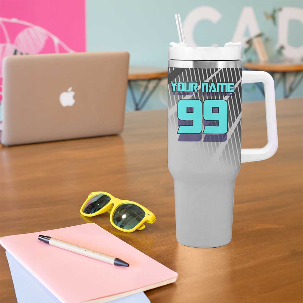 Personalized Nanami Kento Jujutsu Kaisen Tumbler With Handle with Teal Highlights and Dynamic Kick Pose