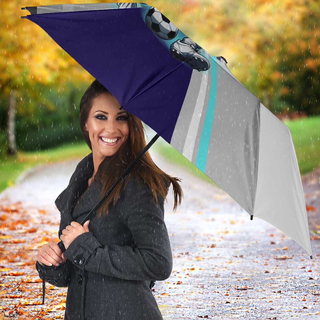 Personalized Nanami Kento Jujutsu Kaisen Umbrella with Teal Highlights and Dynamic Kick Pose