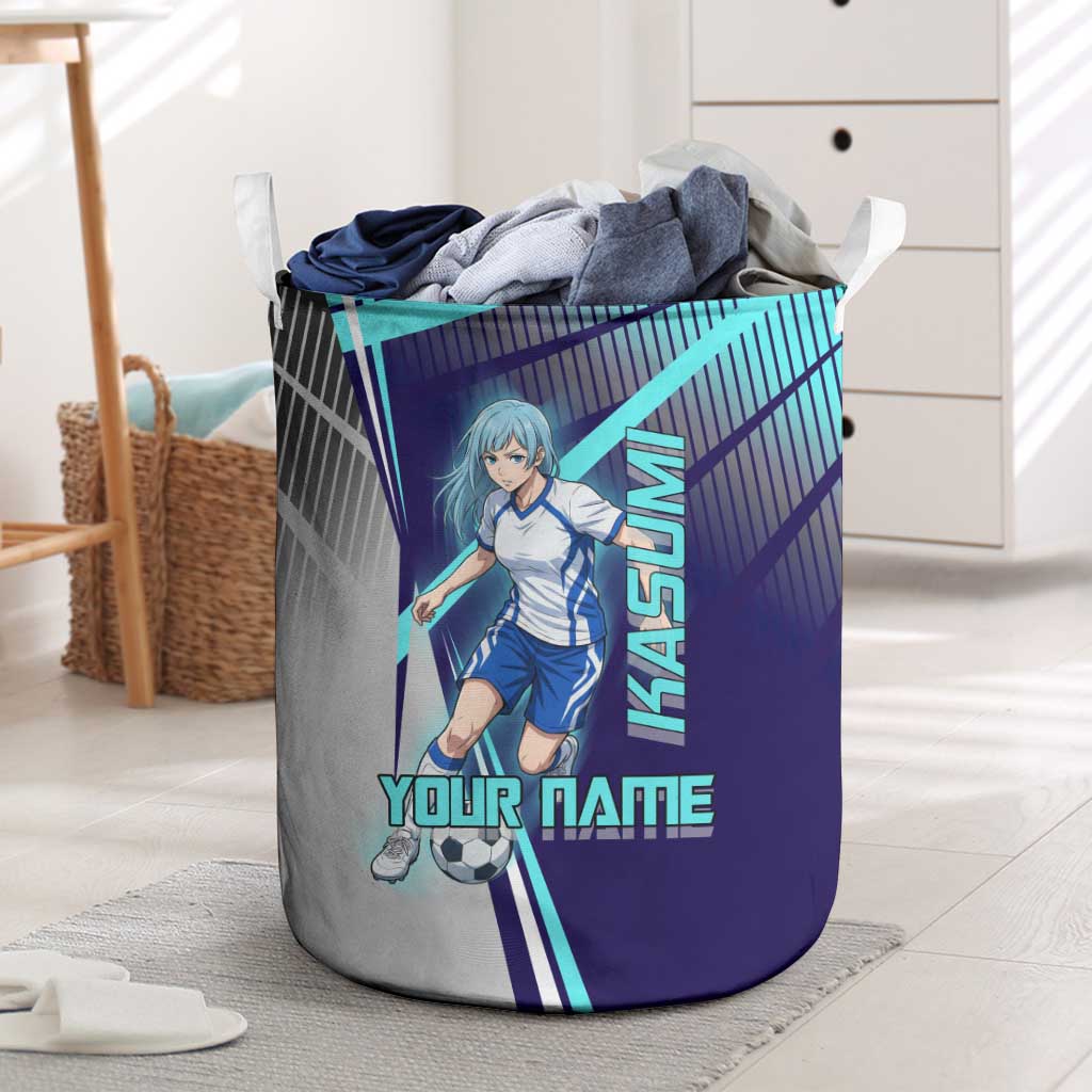 Personalized Miwa Kasumi Jujutsu Kaisen Laundry Basket with Light Blue Accents and Action Pose