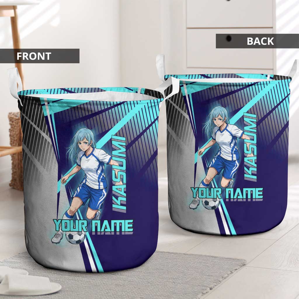 Personalized Miwa Kasumi Jujutsu Kaisen Laundry Basket with Light Blue Accents and Action Pose