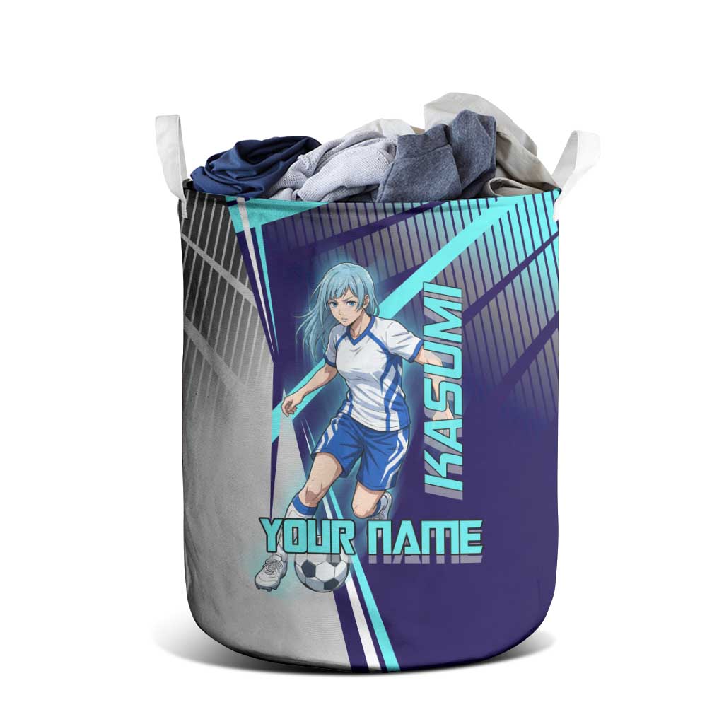 Personalized Miwa Kasumi Jujutsu Kaisen Laundry Basket with Light Blue Accents and Action Pose