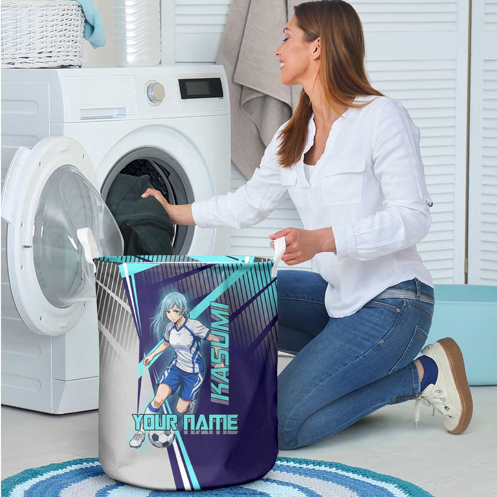 Personalized Miwa Kasumi Jujutsu Kaisen Laundry Basket with Light Blue Accents and Action Pose