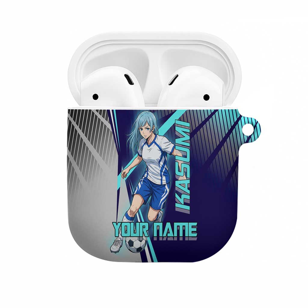Personalized Miwa Kasumi Jujutsu Kaisen AirPods Case with Light Blue Accents and Action Pose