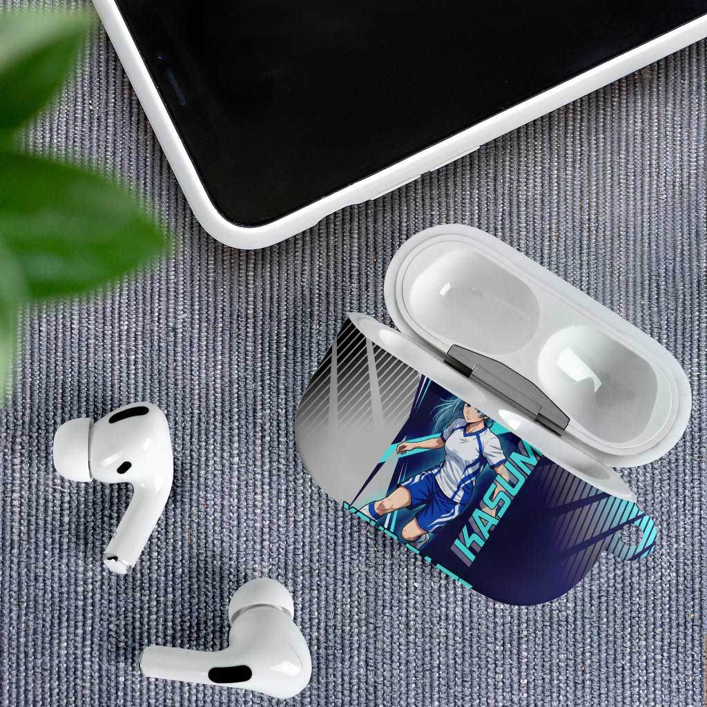 Personalized Miwa Kasumi Jujutsu Kaisen AirPods Case with Light Blue Accents and Action Pose