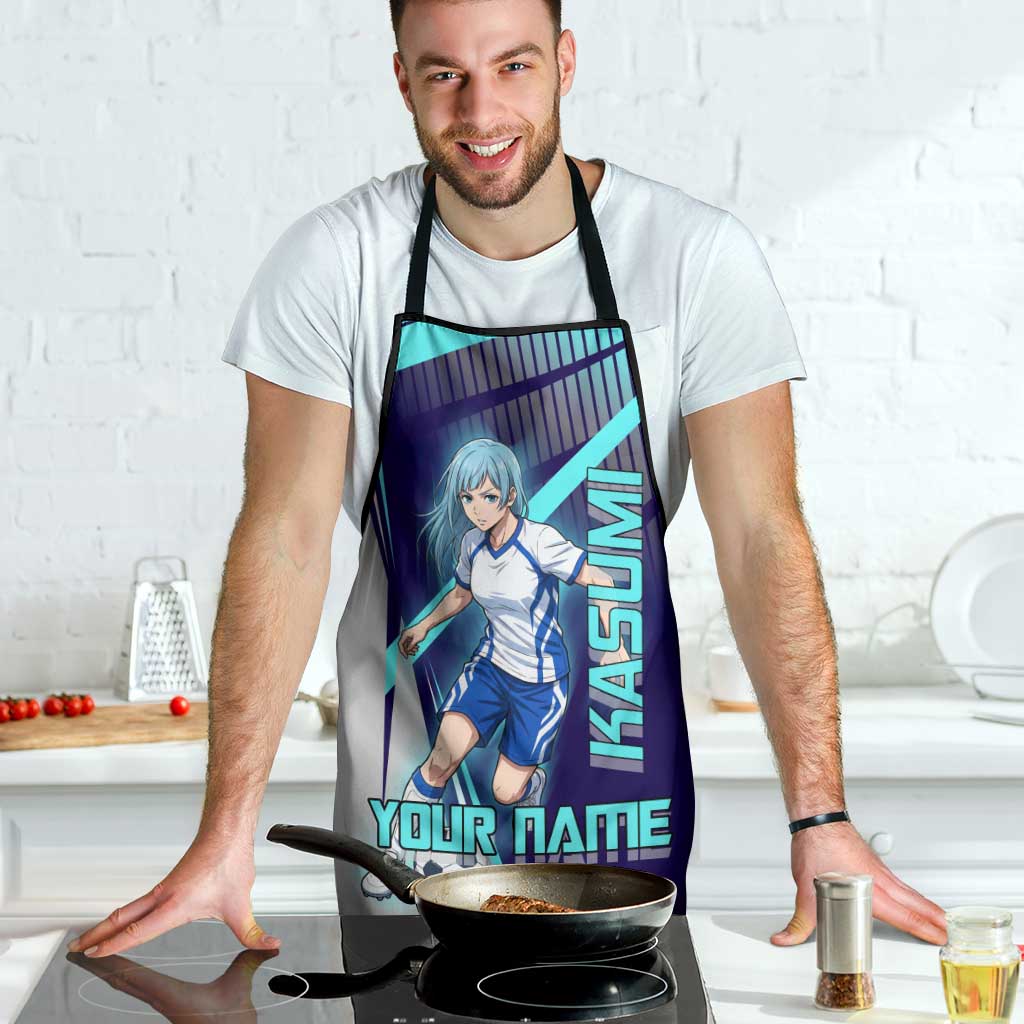 Personalized Miwa Kasumi Jujutsu Kaisen Apron with Light Blue Accents and Action Pose