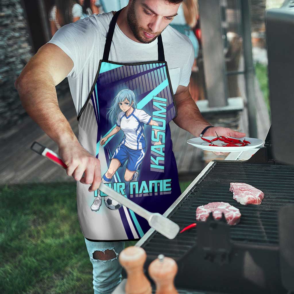 Personalized Miwa Kasumi Jujutsu Kaisen Apron with Light Blue Accents and Action Pose