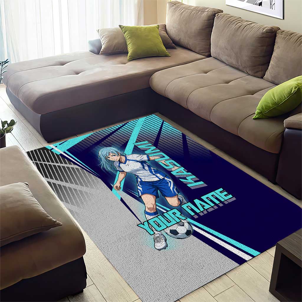 Personalized Miwa Kasumi Jujutsu Kaisen Area Rug with Light Blue Accents and Action Pose