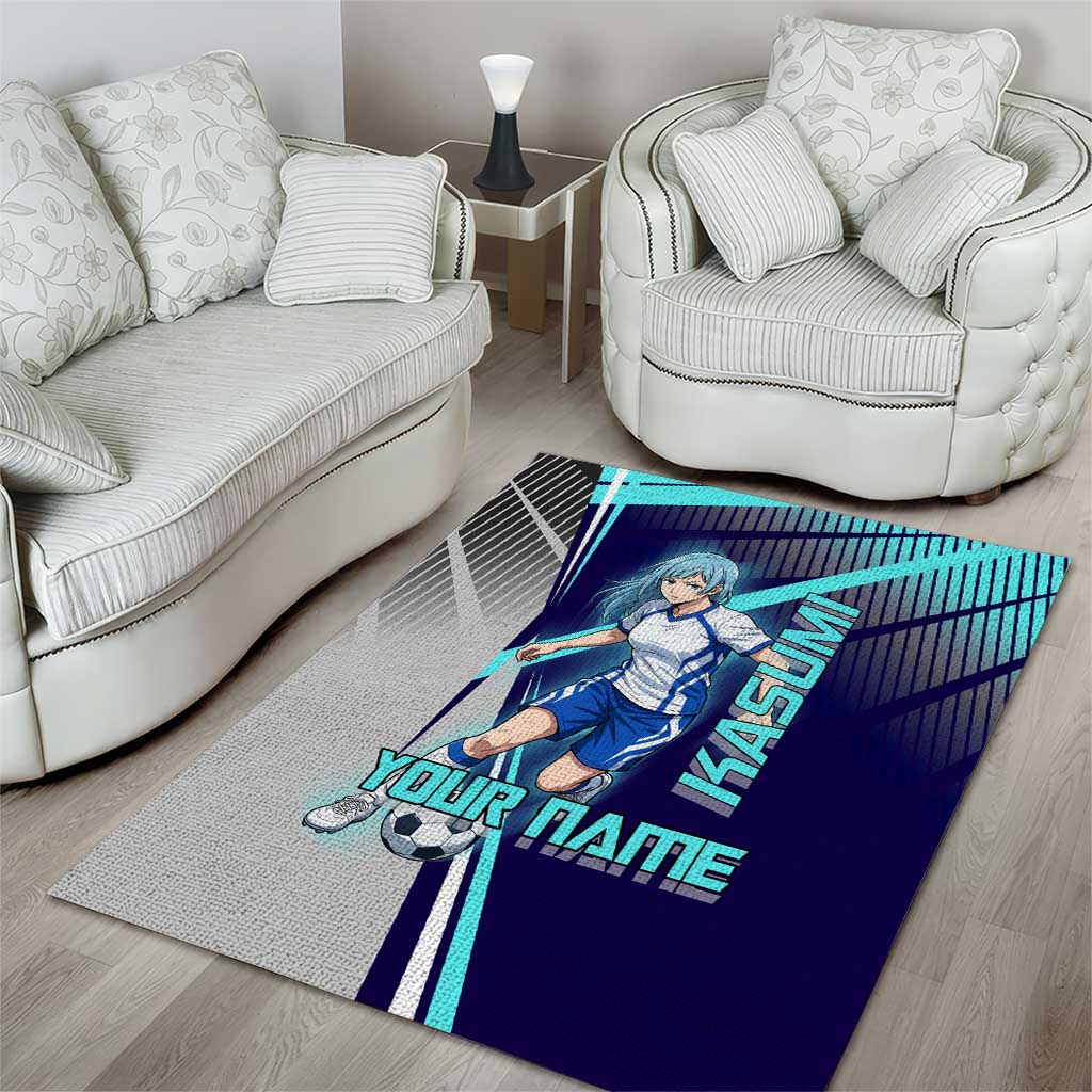 Personalized Miwa Kasumi Jujutsu Kaisen Area Rug with Light Blue Accents and Action Pose